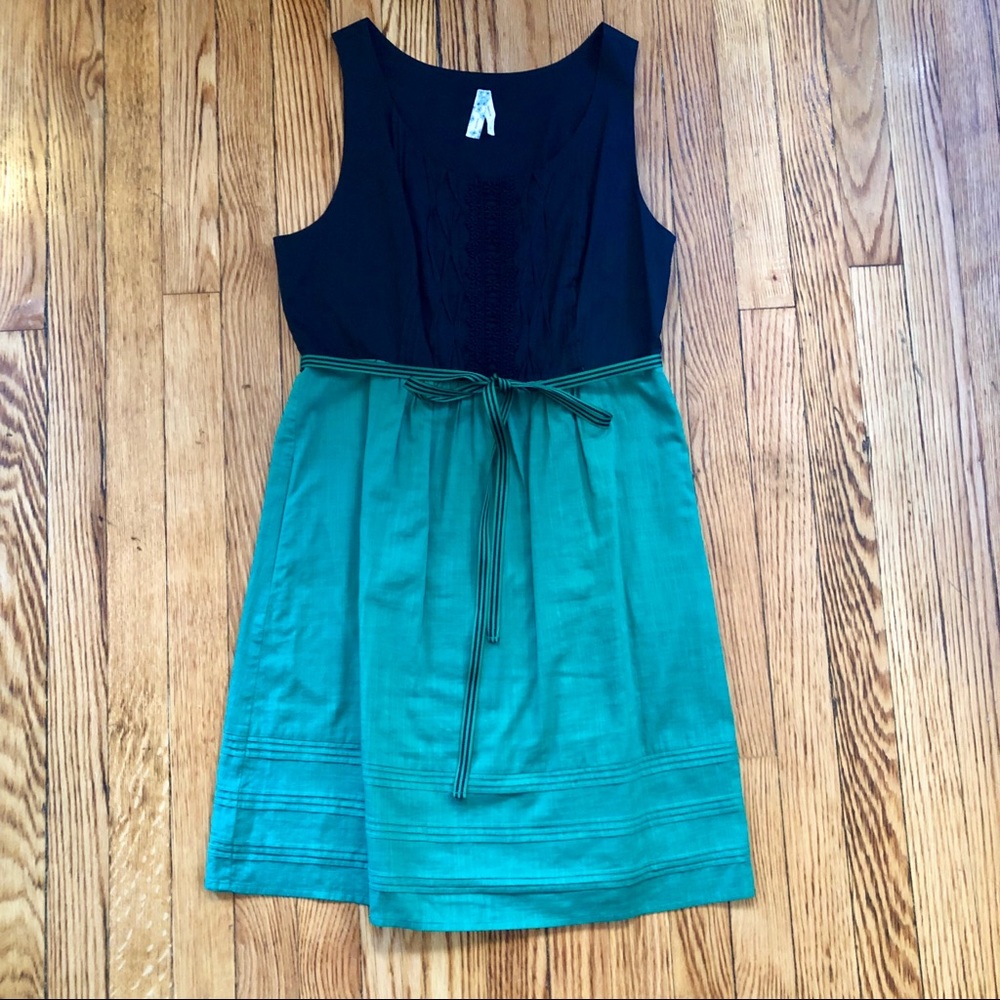 Maeve Black and Green Dress by Anthropologie